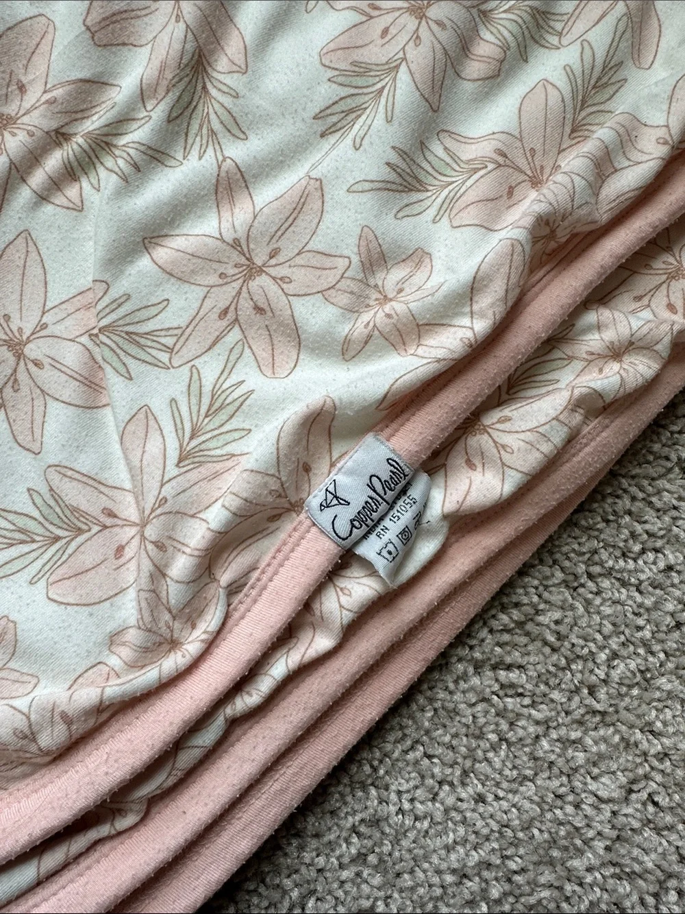 Floral Quilted Kid’s Blanket - Soft Pink & Cream